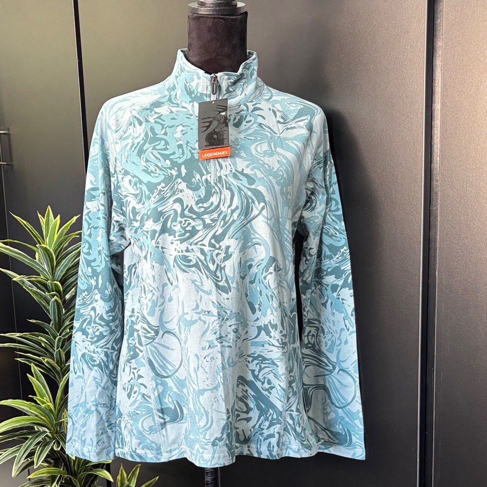 Legendary Whitetails Outdoors 1/4 zip knit,moisture wick,stretch,print,sun shirt